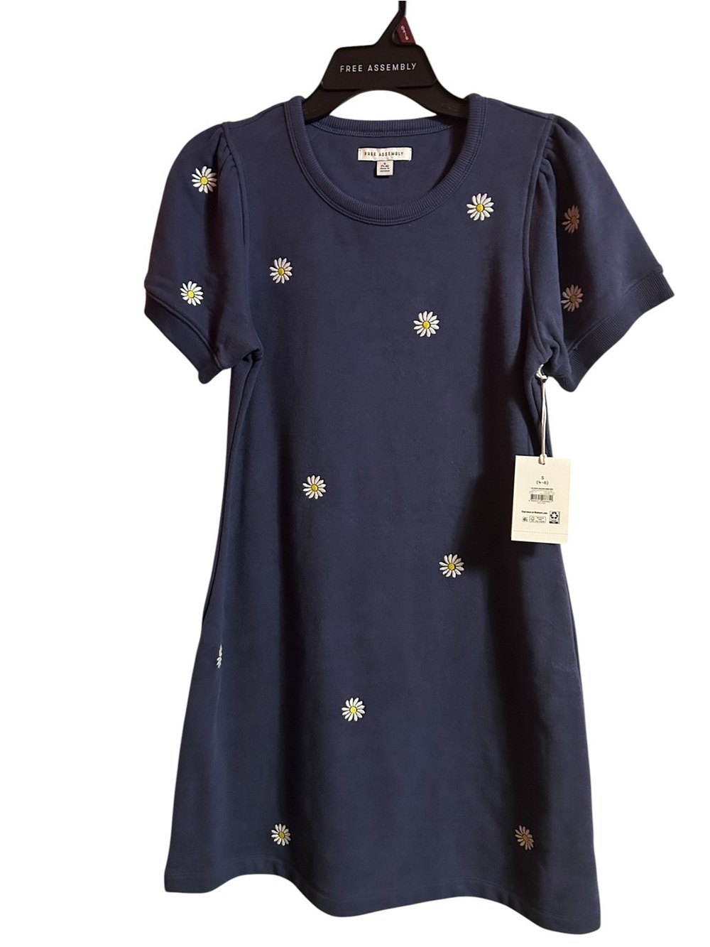 Free Assembly Navy Daisy Knit Tee Dress for Kids